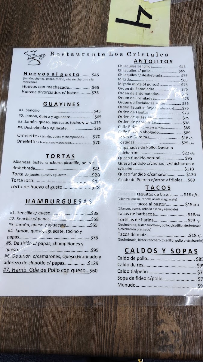 Los Cristales Restaurant Menu - Image 1